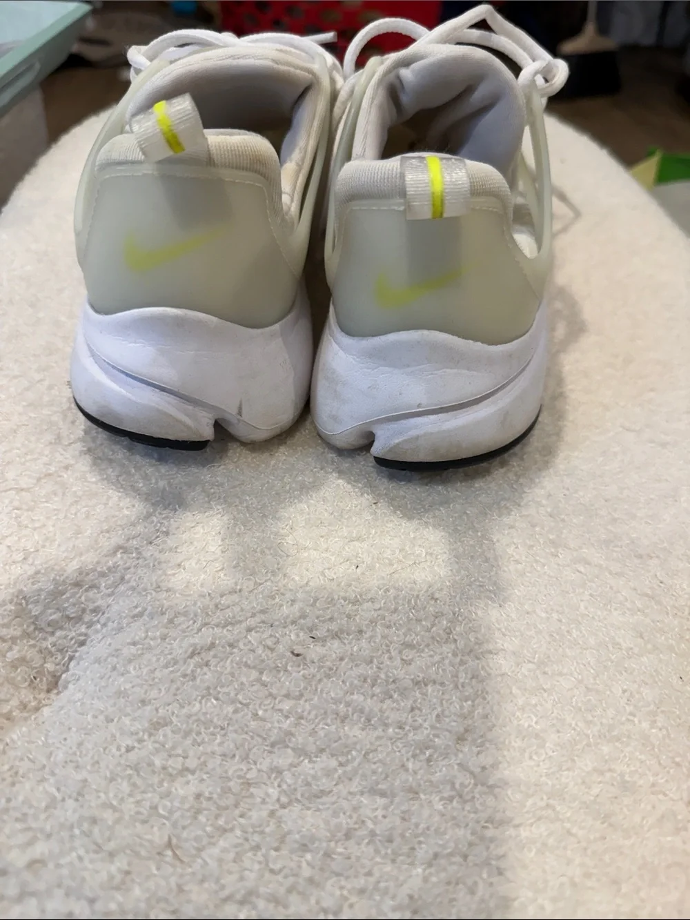 Nike kid’s White Sneakers with Neon Yellow Accents